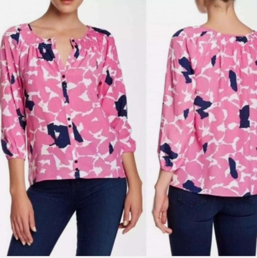 Anthropologie Yumi Kim Pink Floral Blouse Size M Medium Boss Babe Summer‎
